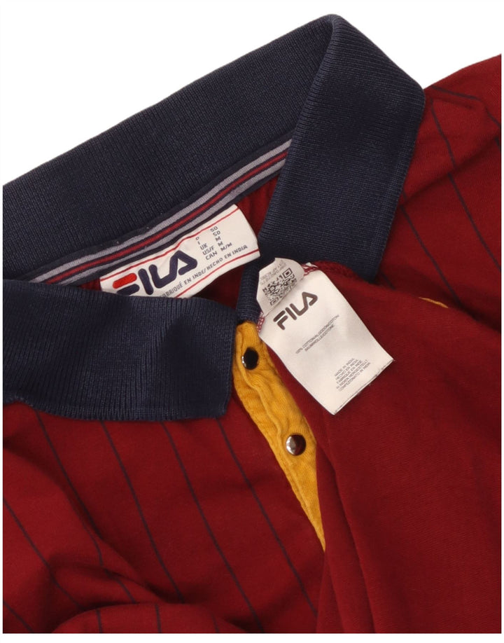 Polo da uomo Fila in cotone a righe bordeaux medio