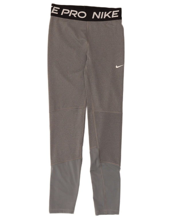 Nike Mädchen-Grafik-Leggings, 13–14 Jahre, XL, graue Colourblock-Baumwolle