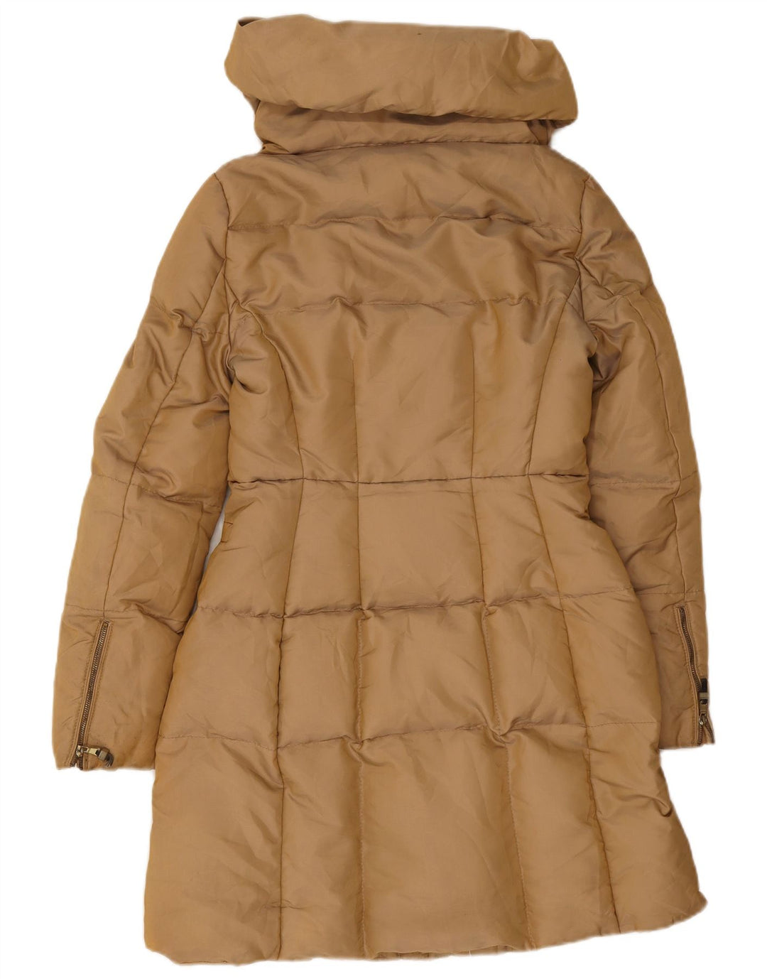 Zara Mujer Abrigo Acolchado UK 40 Small Marrón Nylon