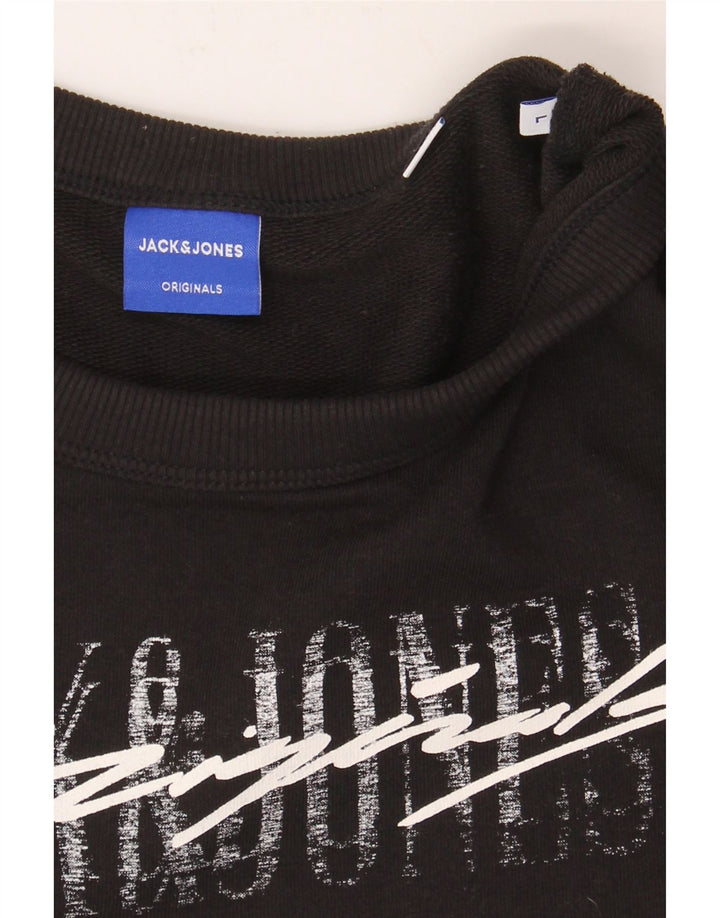 JACK & JONES Mens Graphic Sweatshirt Jumper Large Black Cotton Vintage Jack & Jones and Second-Hand Jack & Jones from Messina Hembry 