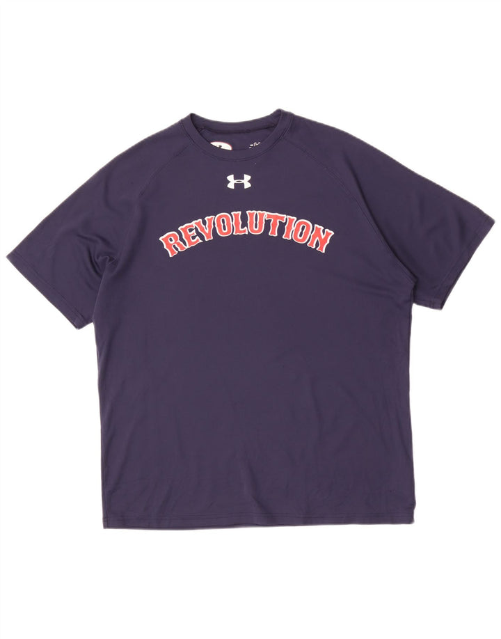 Under Armour Mens Graphic T-Shirt Top Medium Navy Blue Polyester