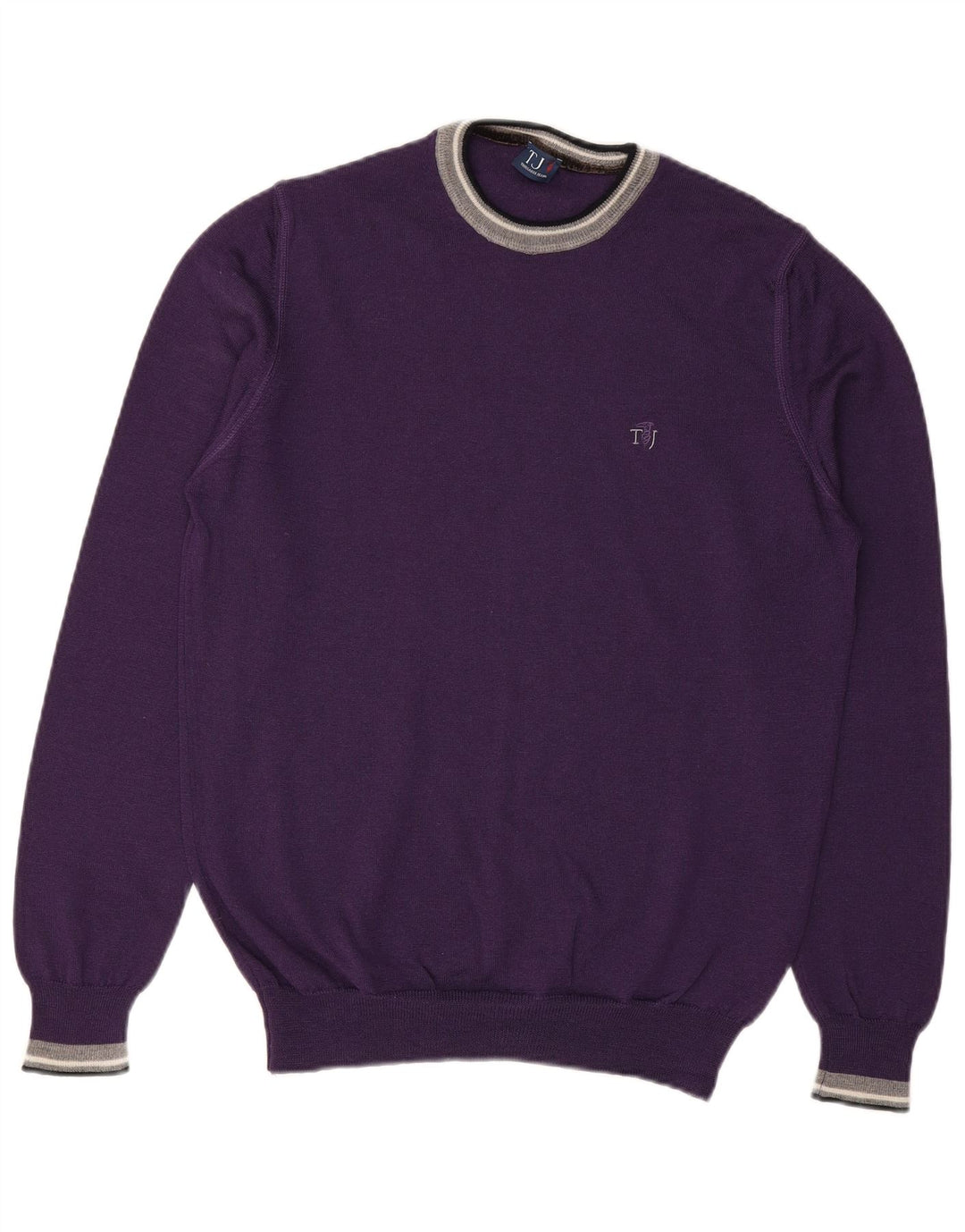 TRUSSARDI JEANS Mens Crew Neck Jumper Sweater Medium Purple Wool