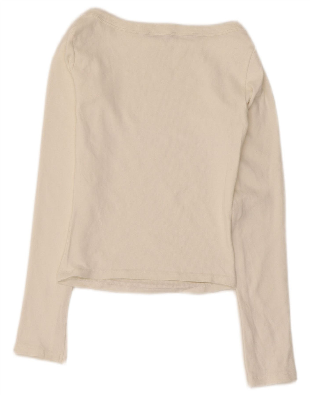 Zara Womens Crop Top Long Sleeve UK 12 Medium Off White