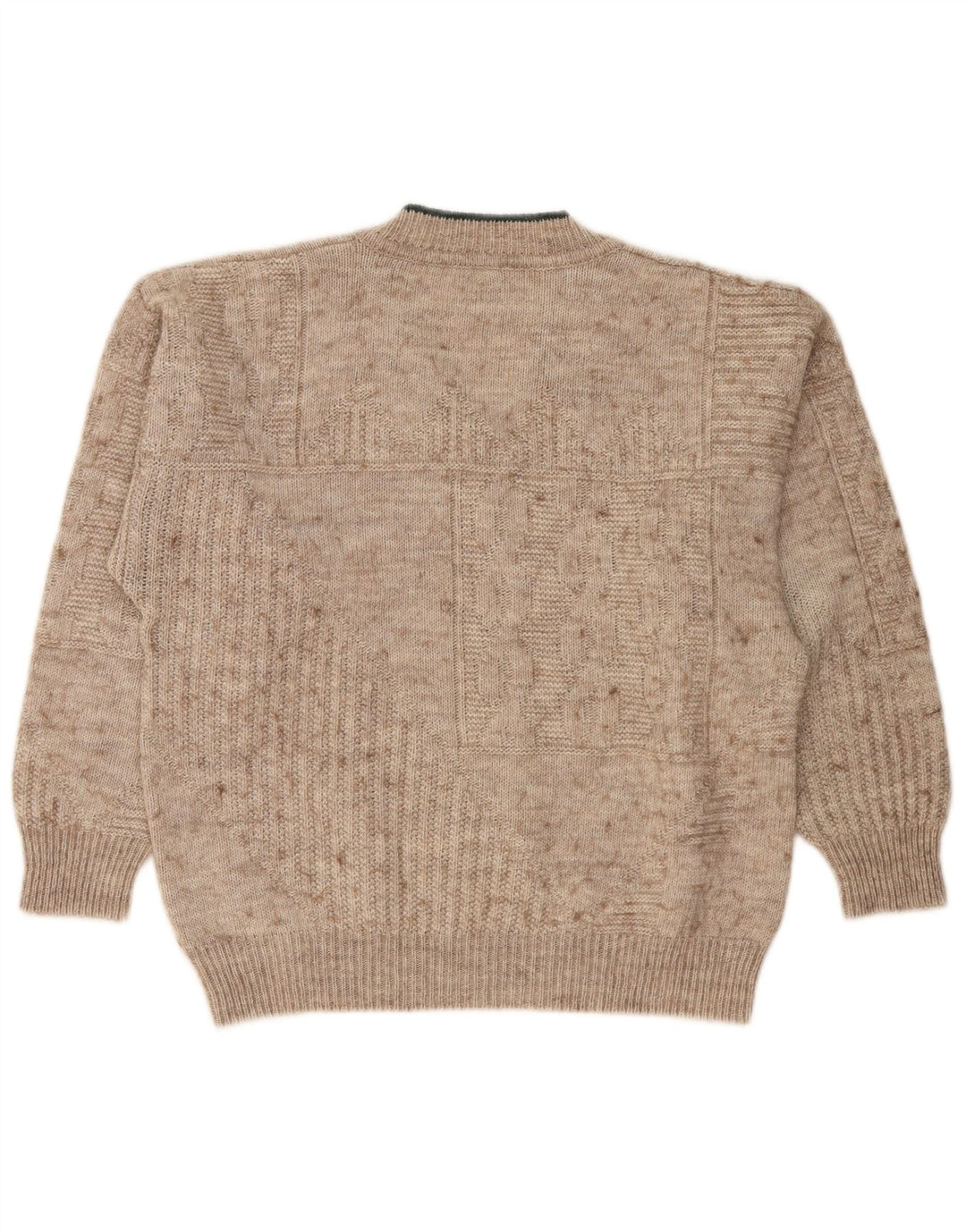 Sweter męski w stylu vintage z dekoltem w kształcie litery V, średni beż