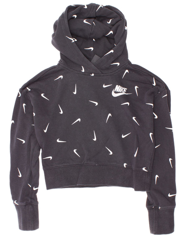 Nike Girls Crop Graphic Standard Fit hættetrøjetrøje 10-11 år Medium Sort