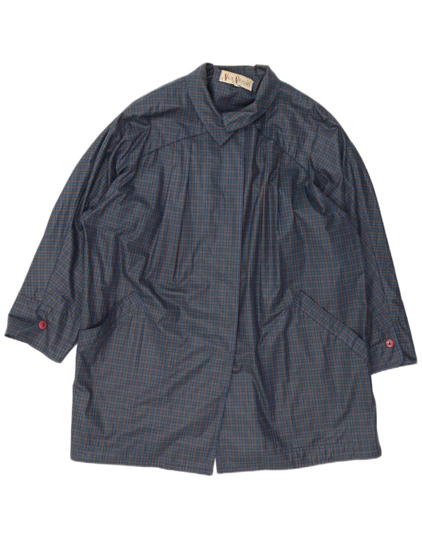 Alex Altoviti Womens Oversized Raincoat IT 46 Large Navy Blue Check