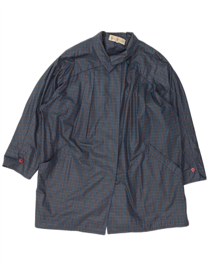 Alex Altoviti Womens Oversized Raincoat IT 46 Large Navy Blue Check