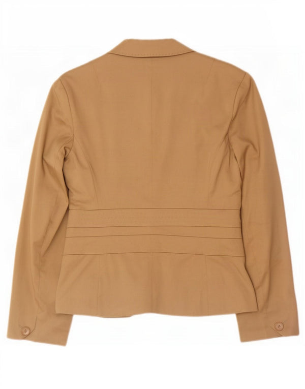 Betty Barclay Womens 2 Button Blazer Jacket UK 16 Large Beige Cotton