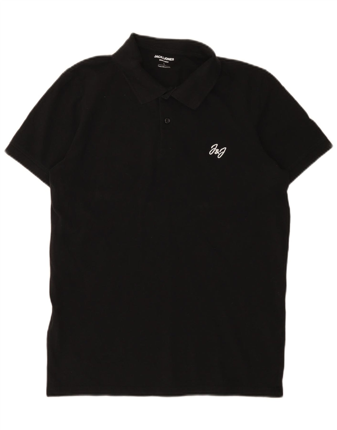 Jack & Jones Mens Polo Shirt Large Black Cotton