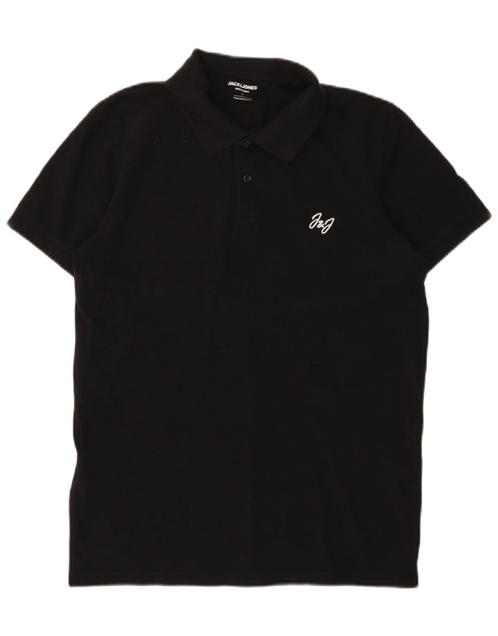 Jack & Jones Mens Polo Shirt Large Black Cotton