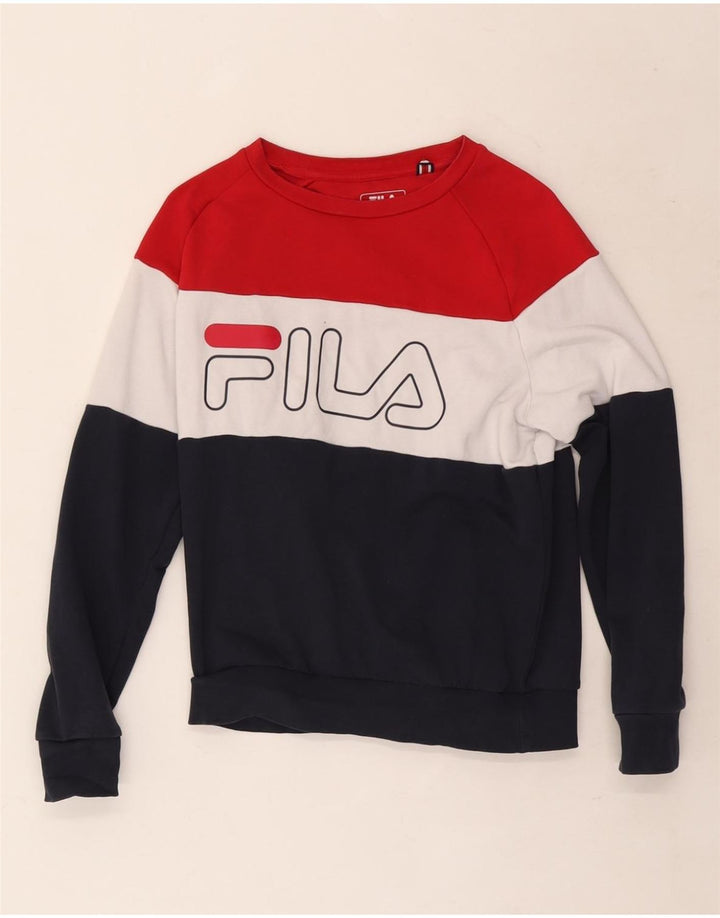 Fila Womens Oversized Sweatshirt Jumper UK 6 XS Multicoloured Colourblock