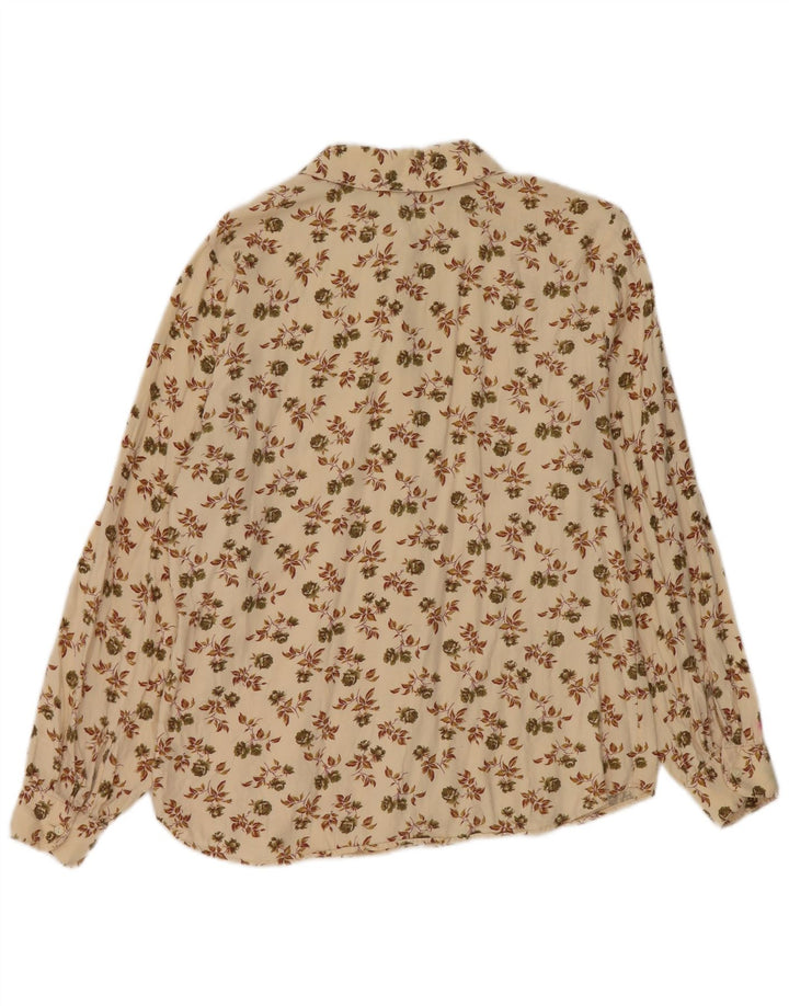 Benetton Womens Shirt UK 14 Medium Beige Floral Viscose