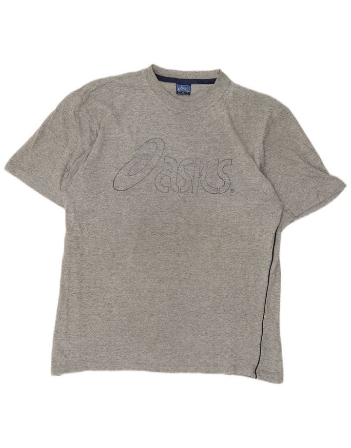 Asics Mens Graphic T-Shirt Top XL Grey Flecked Cotton