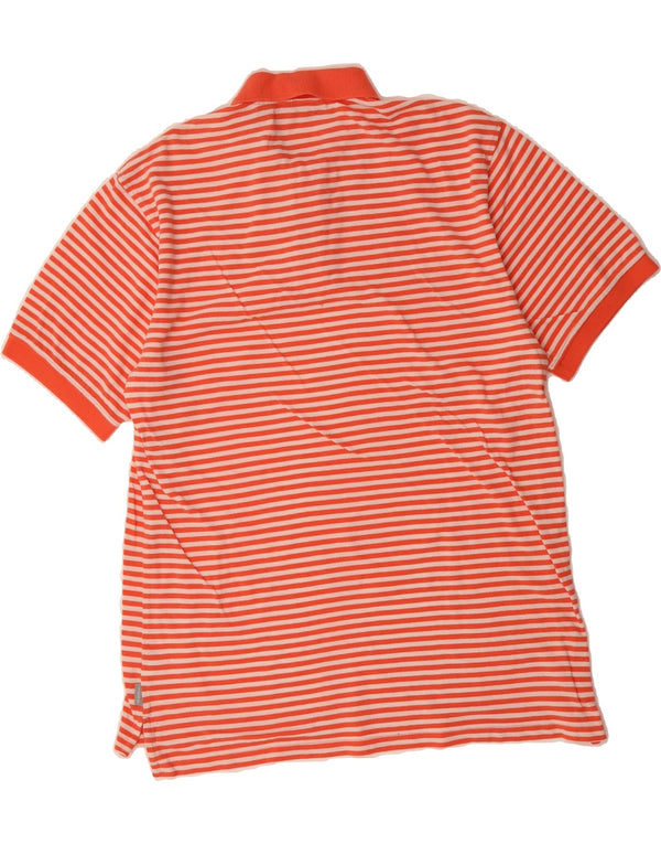 IZOD Mens Polo Shirt Large Pink Striped Cotton