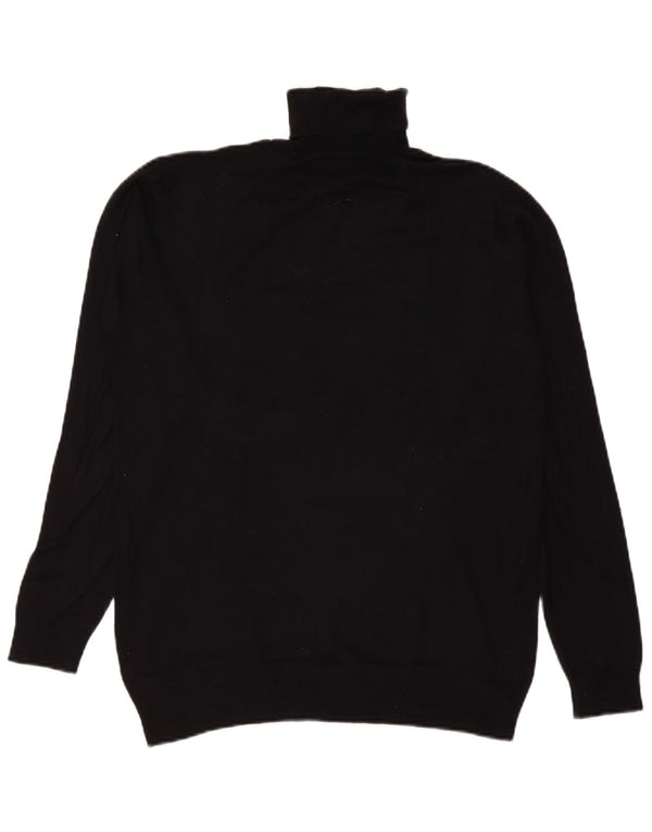 Zara Mens Roll Neck Jumper Sweater Medium Black Viscose
