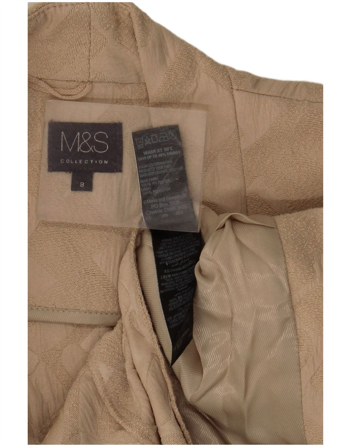 Marks & Spencer Womens Open Blazer Jacket UK 8 Small Beige Geometric