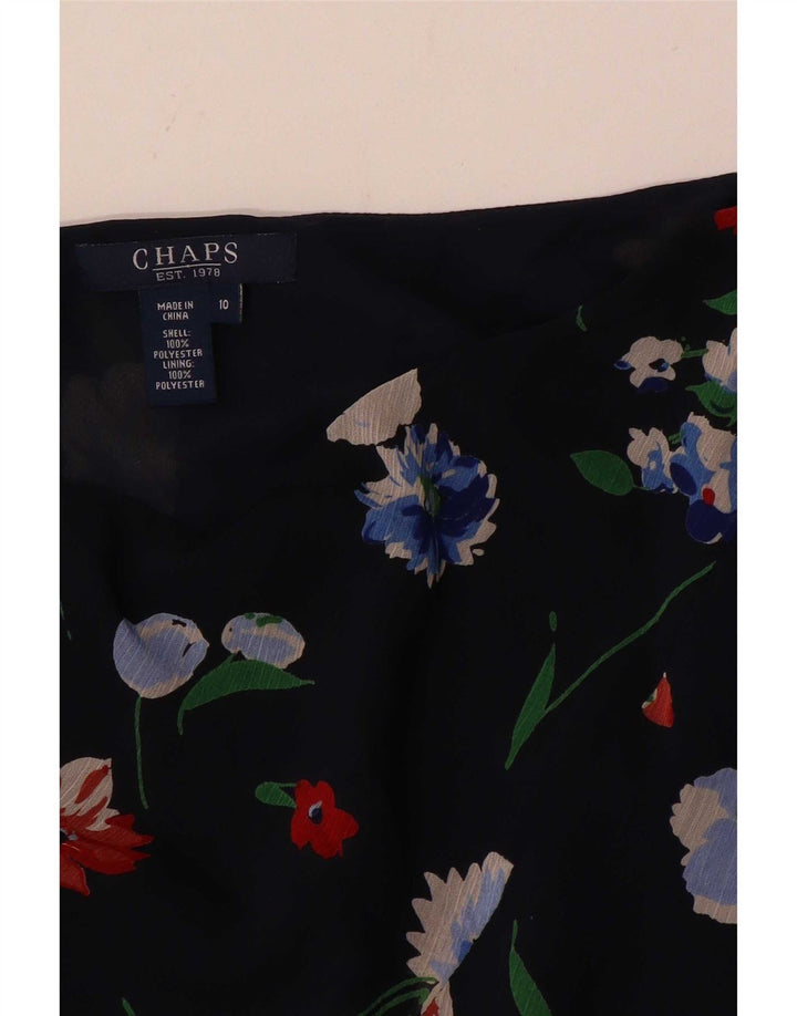 Chaps Dame A-Line nederdel US 10 Large W30 Navy Blue Floral Polyester