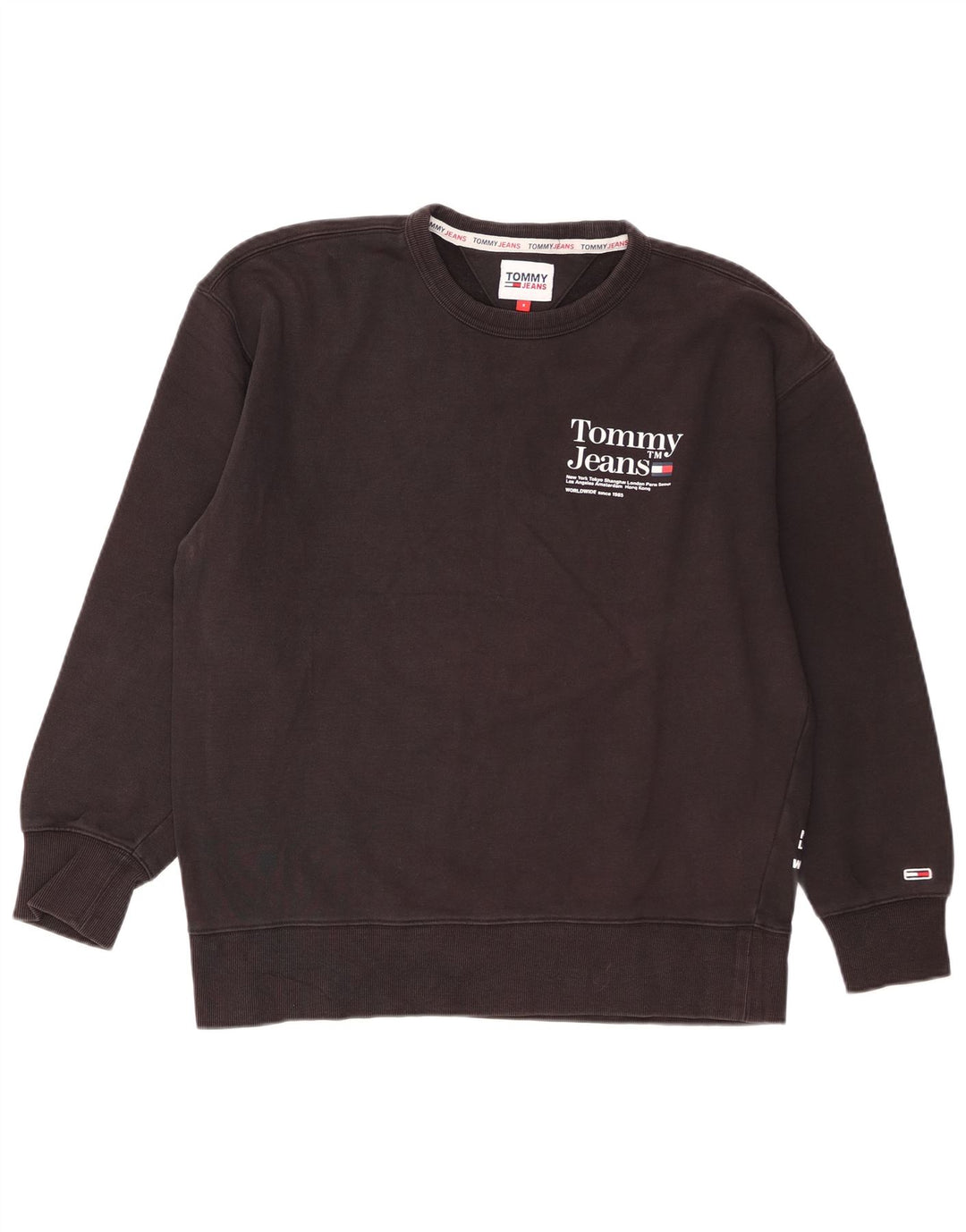 Tommy Hilfiger Herren-Sweatshirt mit Grafik, Größe S, schwarze Baumwolle
