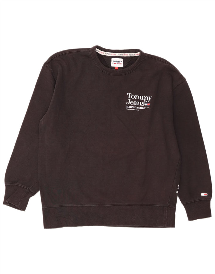 Tommy Hilfiger Herren-Sweatshirt mit Grafik, Größe S, schwarze Baumwolle