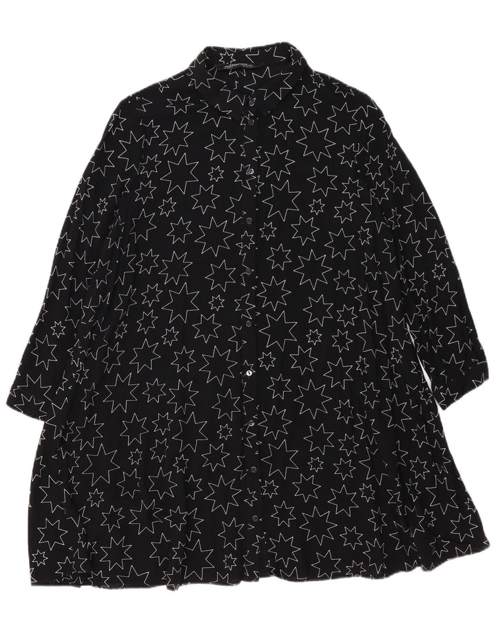 ZARA Womens Oversized Abstract Pattern Shirt Dress UK 10 Small Black