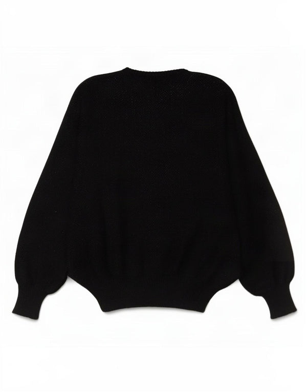 Vintage Womens Boat Neck Jumper Sweater UK 16 Large Black Flecked Mohair