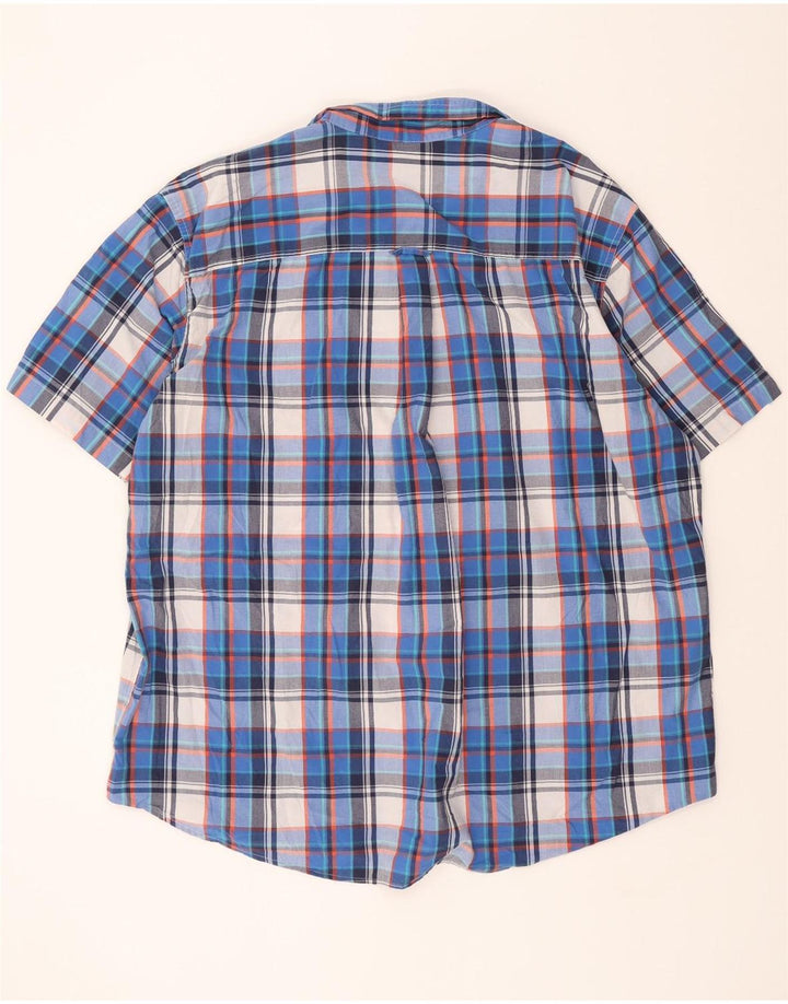 CHAPS Mens Big & Tall Short Sleeve Shirt 2XL Blue Check Cotton Vintage Chaps and Second-Hand Chaps from Messina Hembry 