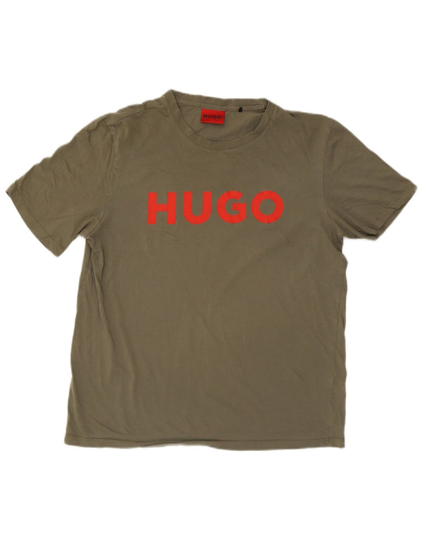 Hugo Boss Mens Graphic T-Shirt Top Large Khaki