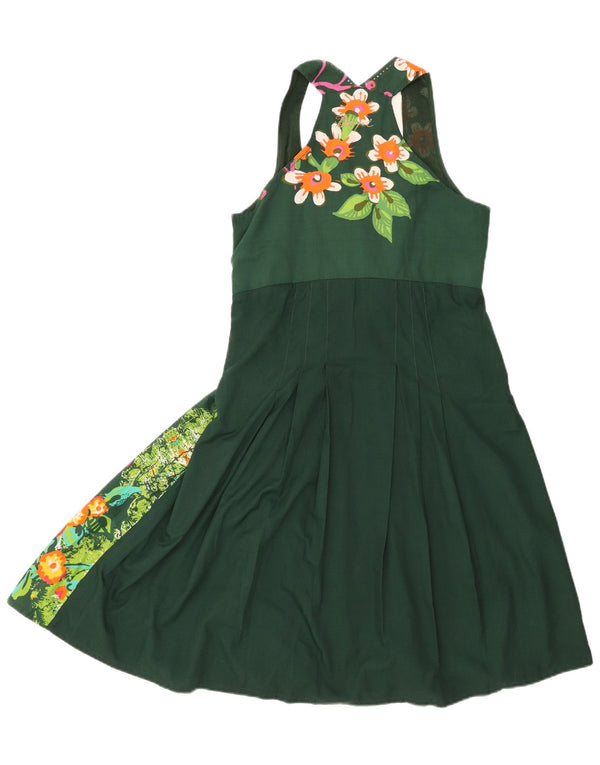 Desigual Abito da donna senza maniche a trapezio EU 38 Verde medio floreale