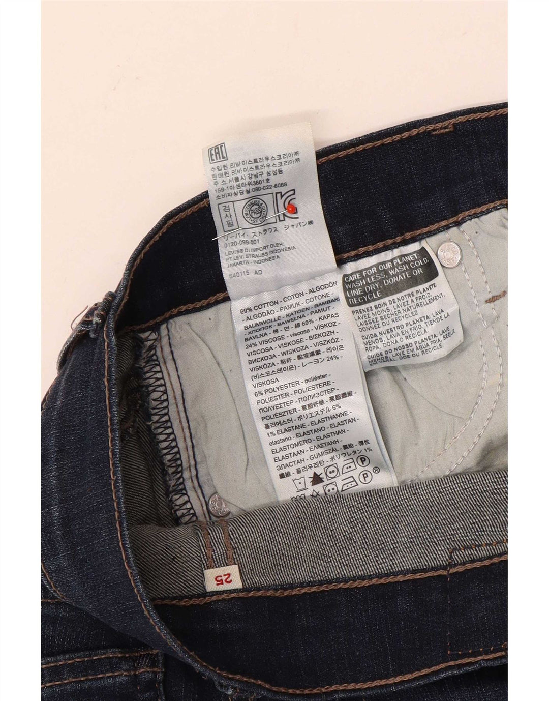 Levi's Womens Denim Shorts W25 XS Navy Blue Cotton