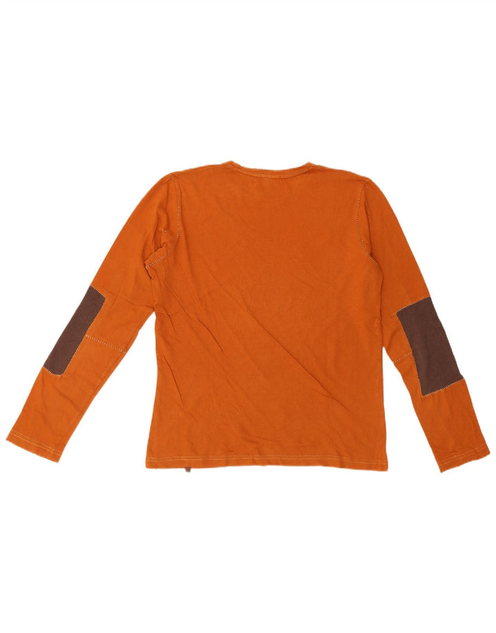 Guess By Marciano Mens Top Long Sleeve Small Orange Colourblock