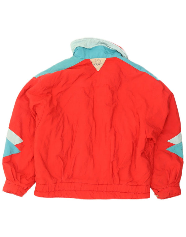 Vintage Damen Skijacke UK 20 2XL Roter Farbblock