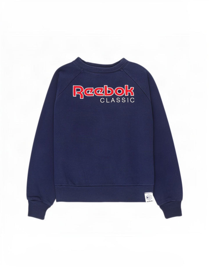 Felpa Reebok da donna oversize con grafica, maglione UK 12/14 medio blu navy
