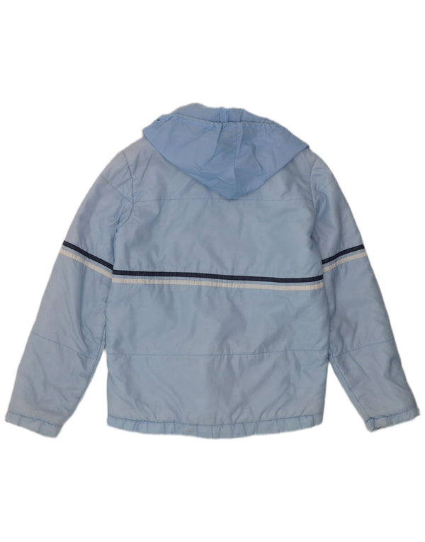 Vintage Mens Hooded Rain Jacket UK 36 Small Blue Striped Polyamide Sports