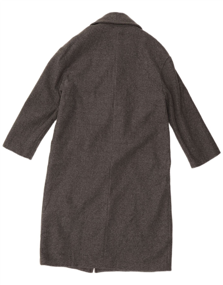 ZARA Womens Oversized Double Breasted Coat UK 6 XS Grey Polyester