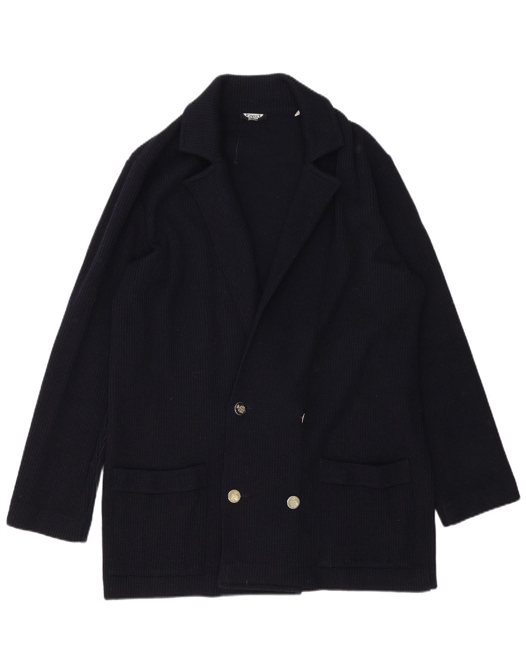 Navy Mens Double Breasted Knit Blazer Jacket IT 52 Large Navy Blue