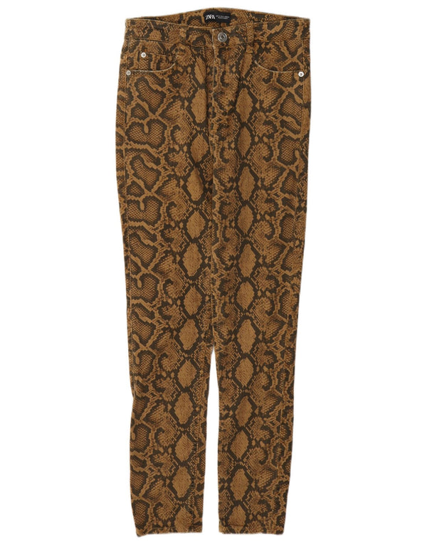 Zara Dame Skinny Casual Bukser EU 40 Medium W30 L27 Brun Animal Print