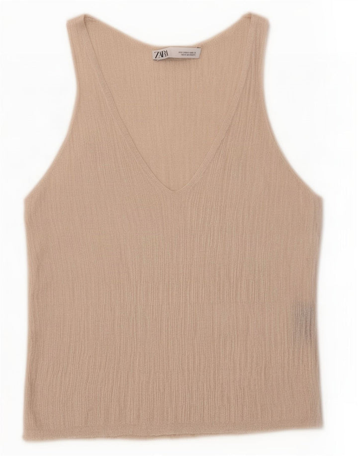 Zara Womens Sleeveless Blouse Top UK 10 Small Grey Viscose