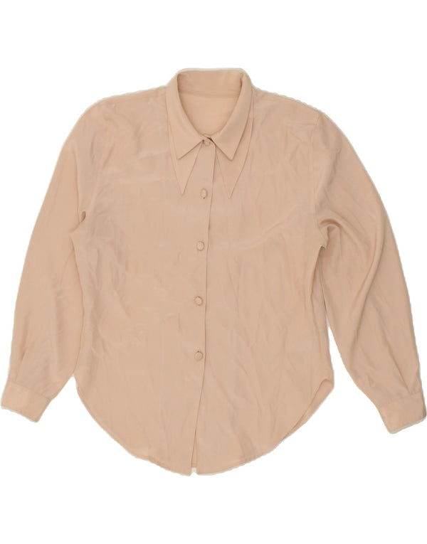 VINTAGE Chemisier Chemise Femme UK 10 Petit Beige