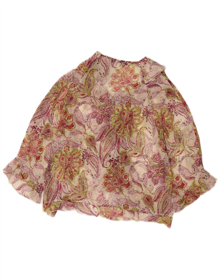 Zara Womens Ruffle Front Blouse Top UK 14 Large Multicoloured Floral