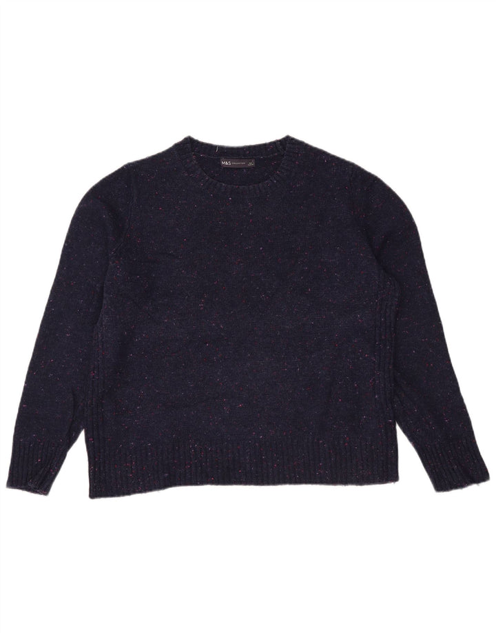 Marks & Spencer Womens Crew Neck Jumper Sweater UK 12 Medium Navy Blue
