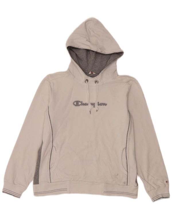 Felpa con cappuccio grafica da donna Champion UK 18 XL cotone color block bianco