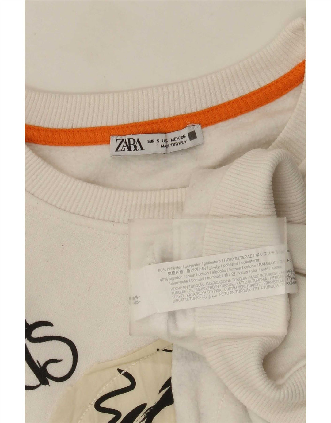 Zara Womens Grafisk Oversized Sweatshirt Jumper UK 10 Small White Polyester