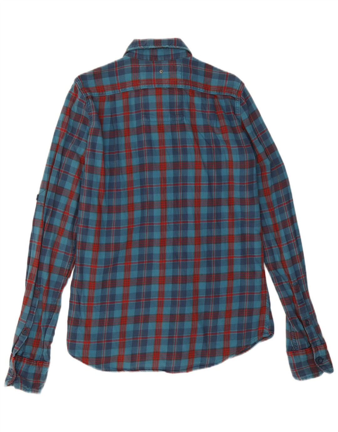 Мужская фланелевая рубашка Superdry, хлопковая синяя клетка среднего размера