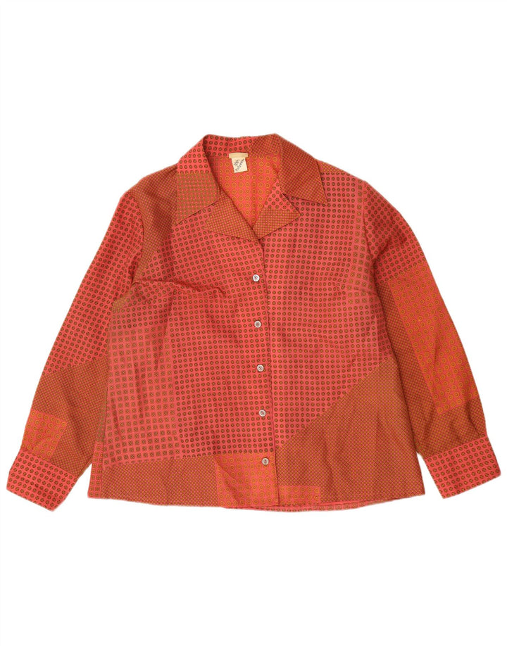 Vintage Womens Shirt Blouse UK 16 Large Red Geometric Polyester