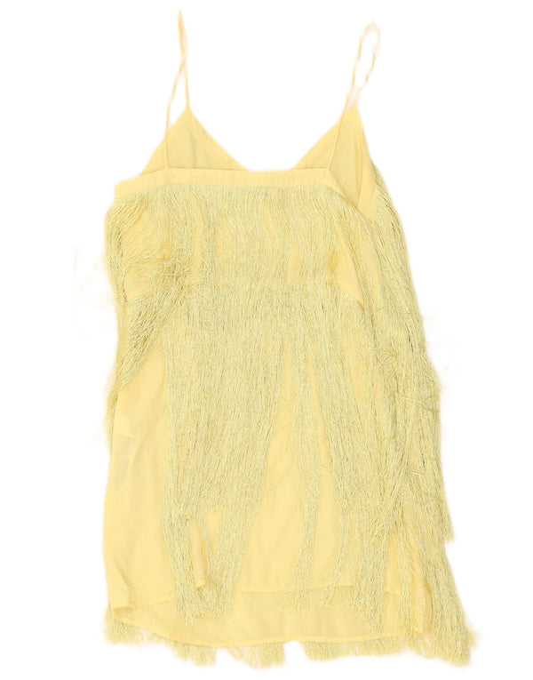 Abito Charleston da donna Zara UK 12 Poliestere giallo medio