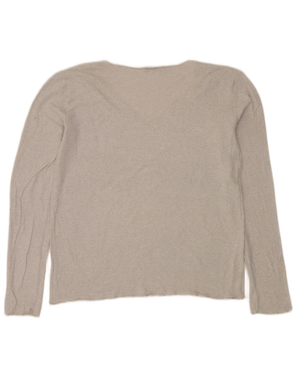 Zara Womens V-Neck Jumper Sweater UK 16 Large Silver
