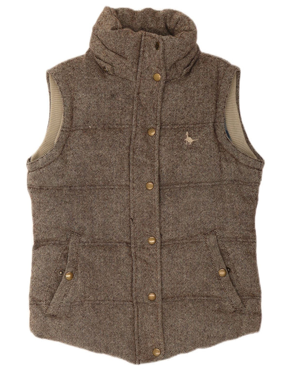 Jack Wills Damen Wattierte Weste UK 8 Small Braun gesprenkelte Wolle