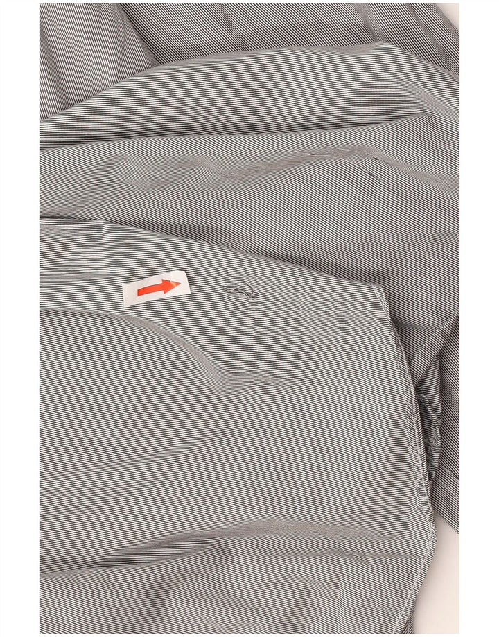 Massimo Dutti Mens Slim Fit Shirt XL Grey Striped Cotton