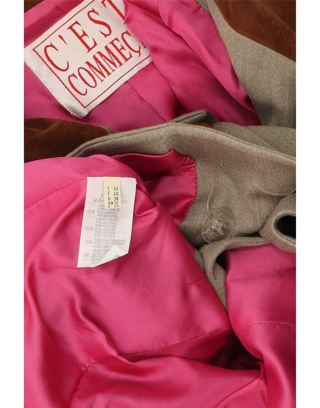 C'EST COMMECA Chaqueta tipo blazer para mujer UK 40 Gris medio Colorblock