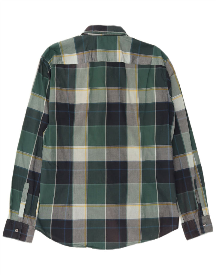 HUGO BOSS Mens Slim Fit Shirt Large Green Check Cotton
